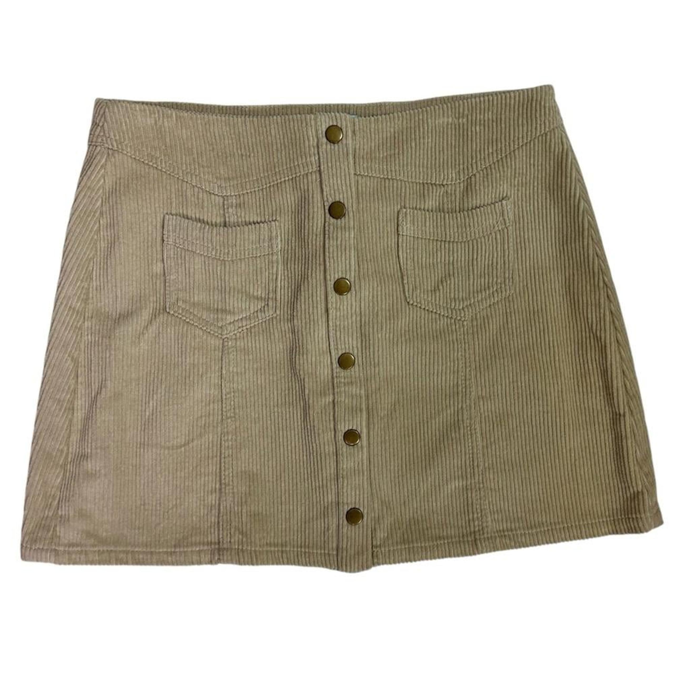 She + Sky l NWT Tan Front Button Corduroy Mini Skirt Size Large