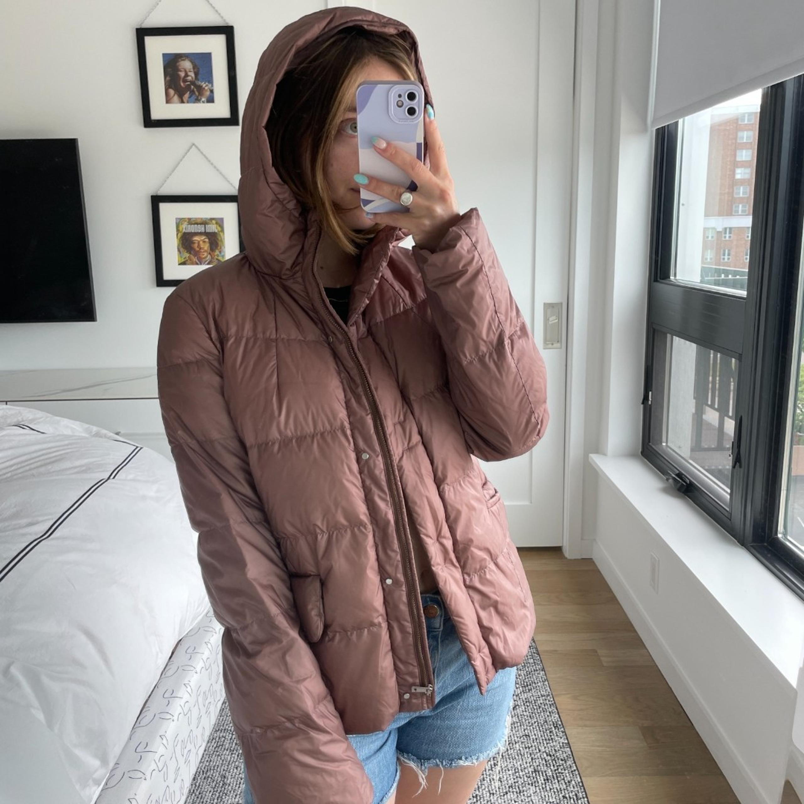 Jil Sander Quilted Hooded Puffer Jacket Mauve Pink Size 36 US 10