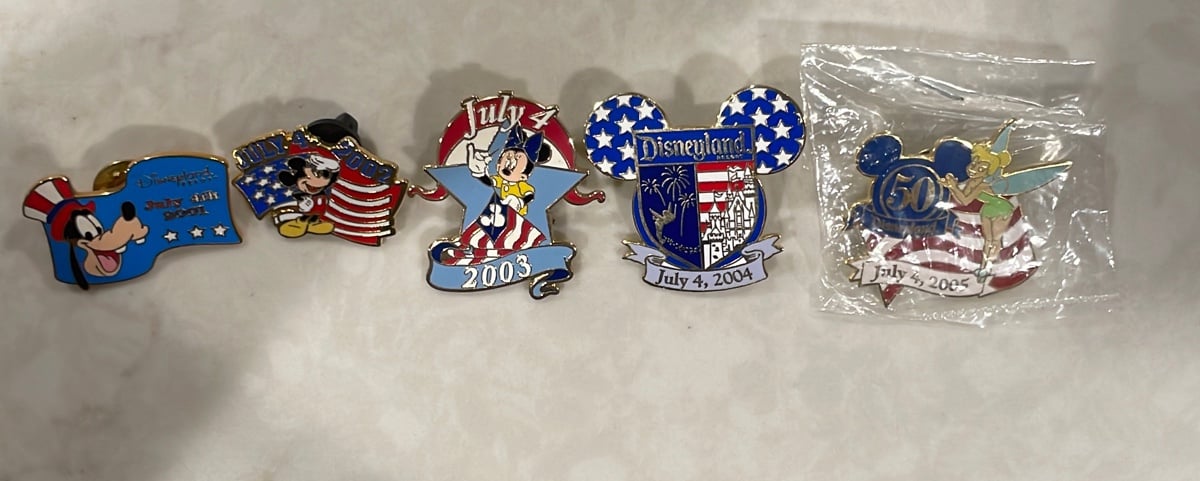 Disney Cast Member 4th of July pins 2001 - 2005