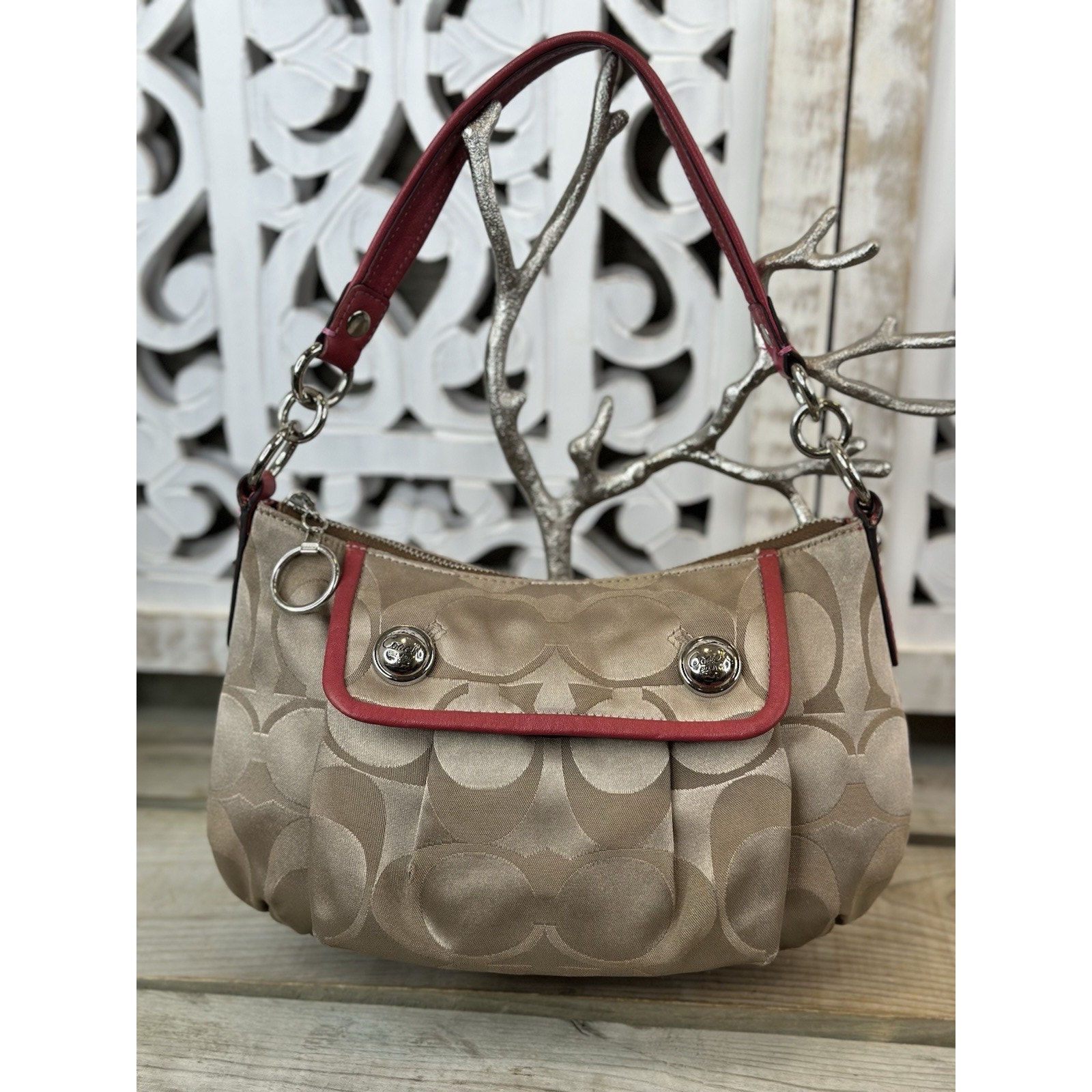 COACH 2 Way Tote Bag 13830 Canvas Leather Multicolor Poppy