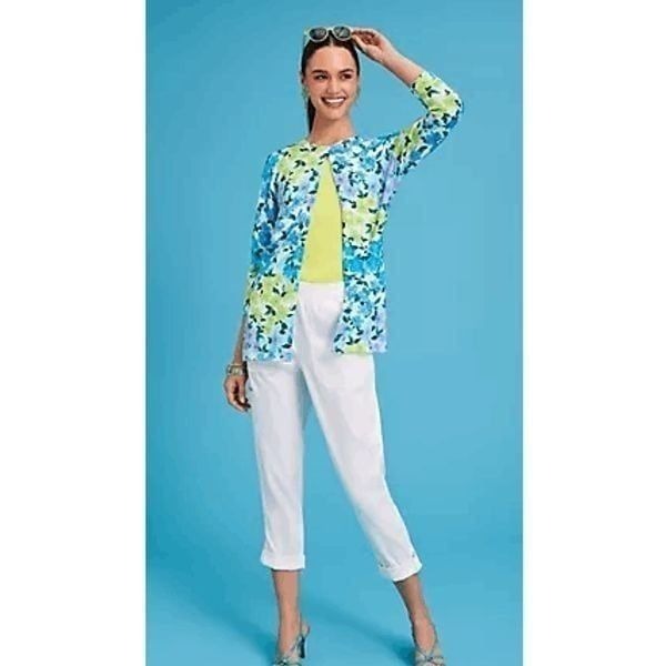 Isaac Mizrahi Live! Womens LT Brushed Sateen Cropped Pants Roll Cuff White NWOT)