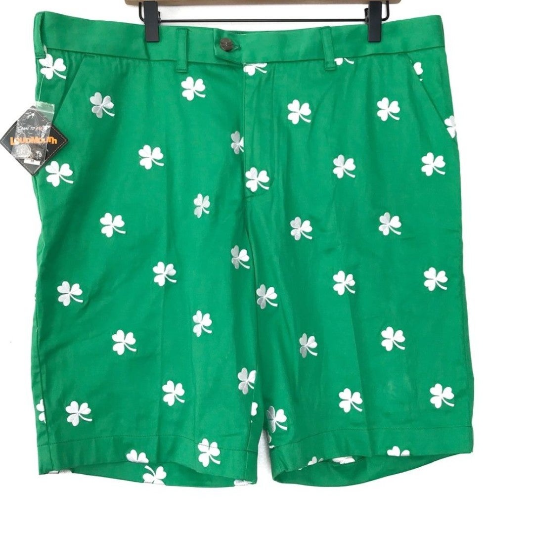 LOUDMOUTH Heritage Shamrock Golf Casual Shorts 38 NWT