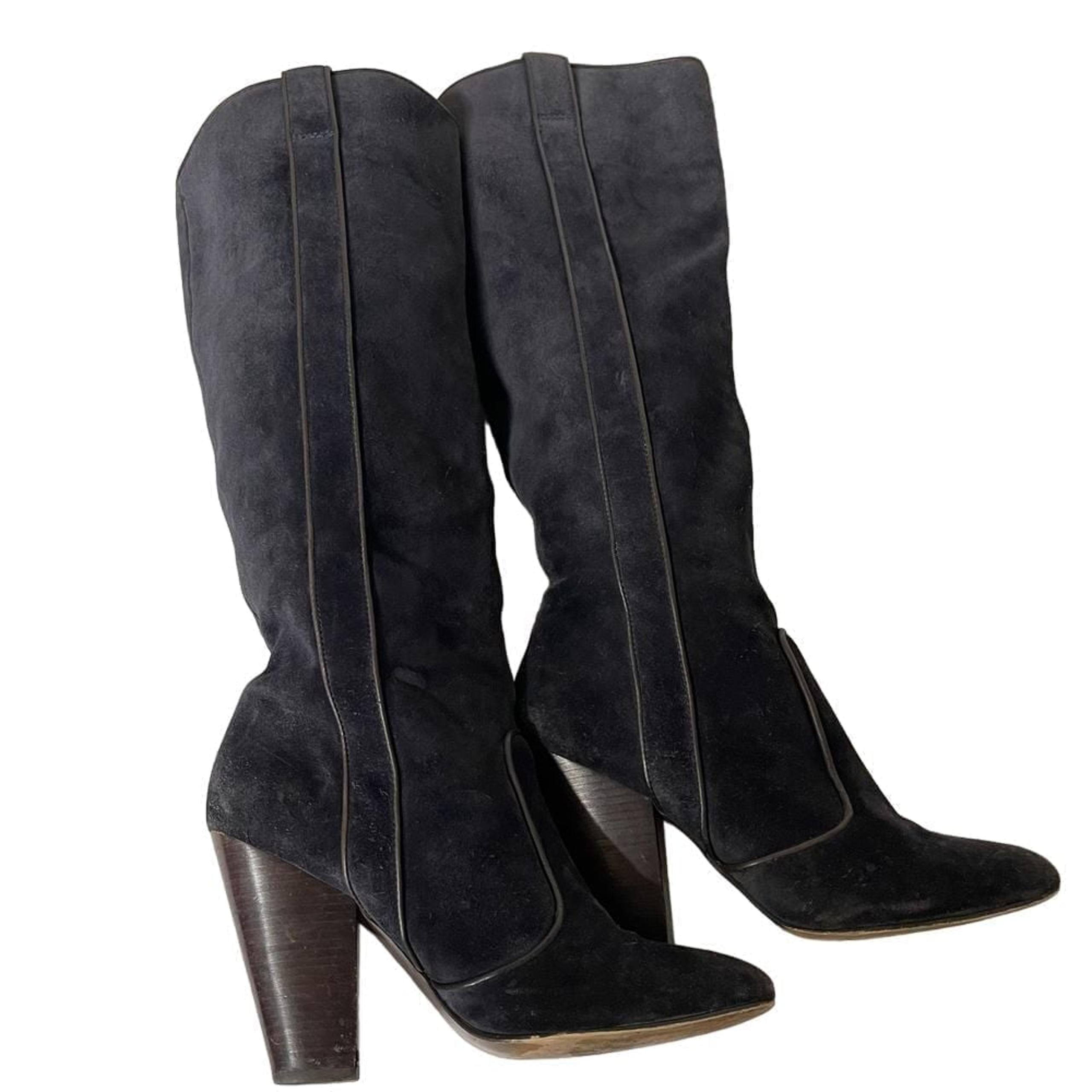 Ash Women's black suede leather boots size 8.5, heels