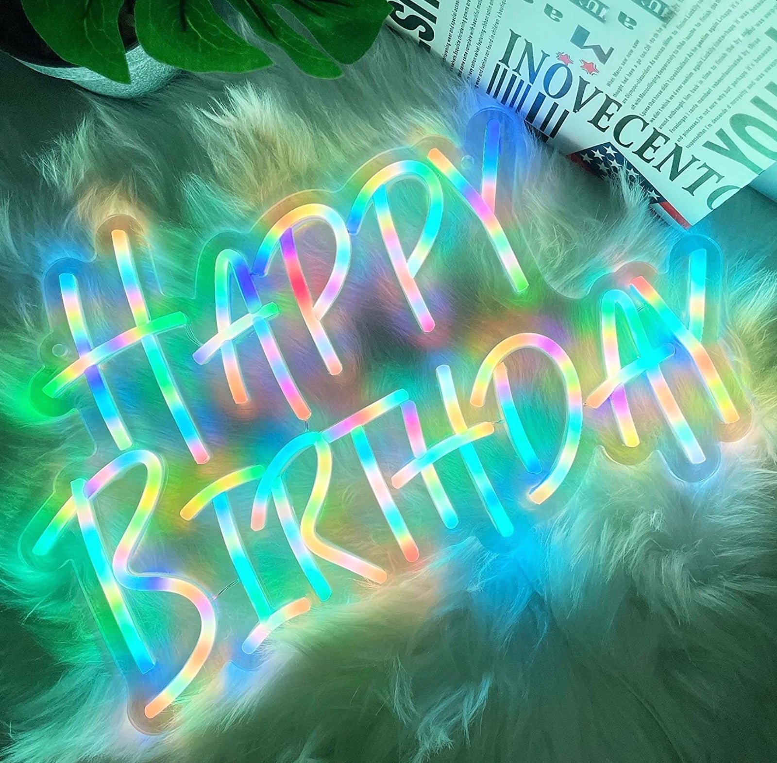 Lovely Bright Unique Rainbow “Happy Birthday” LED Light Party Room Wall Decor