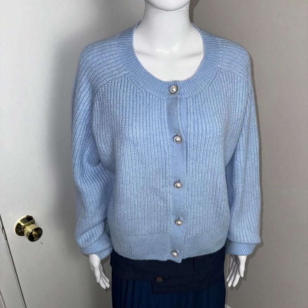 Commense Light blue Oversized Round Neck Cardigan Size M