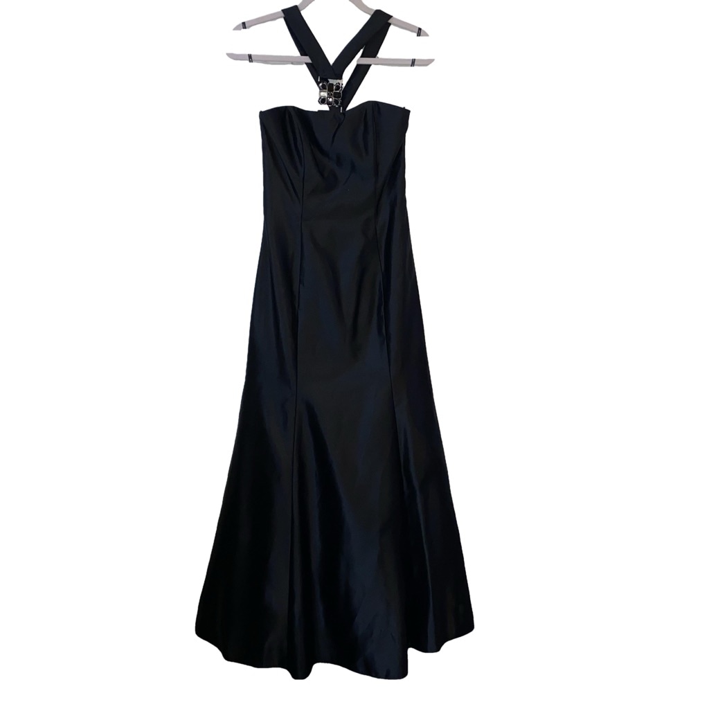 Women's Jessica McClintock for Gunne Sax Black Halter Gown Size 7