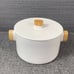 Aava Nordic Serving Bowl with Wooden Knobs & Lid Large White Ceramic New in Box