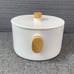 Aava Nordic Serving Bowl with Wooden Knobs & Lid Large White Ceramic New in Box