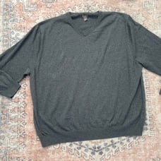 OAK HILL Premium Gray Cashmere Blend Pullover V-Neck Sweater Men’s 4XL