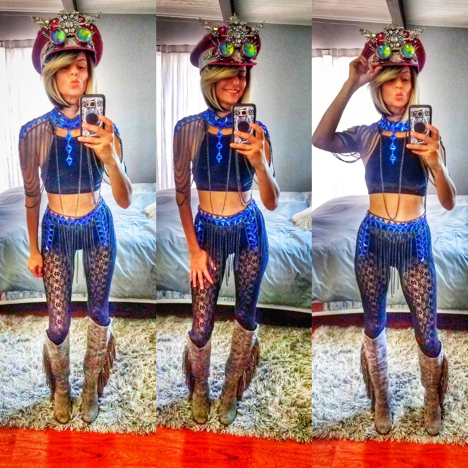 Rave Festival top & Belly chain jewelry