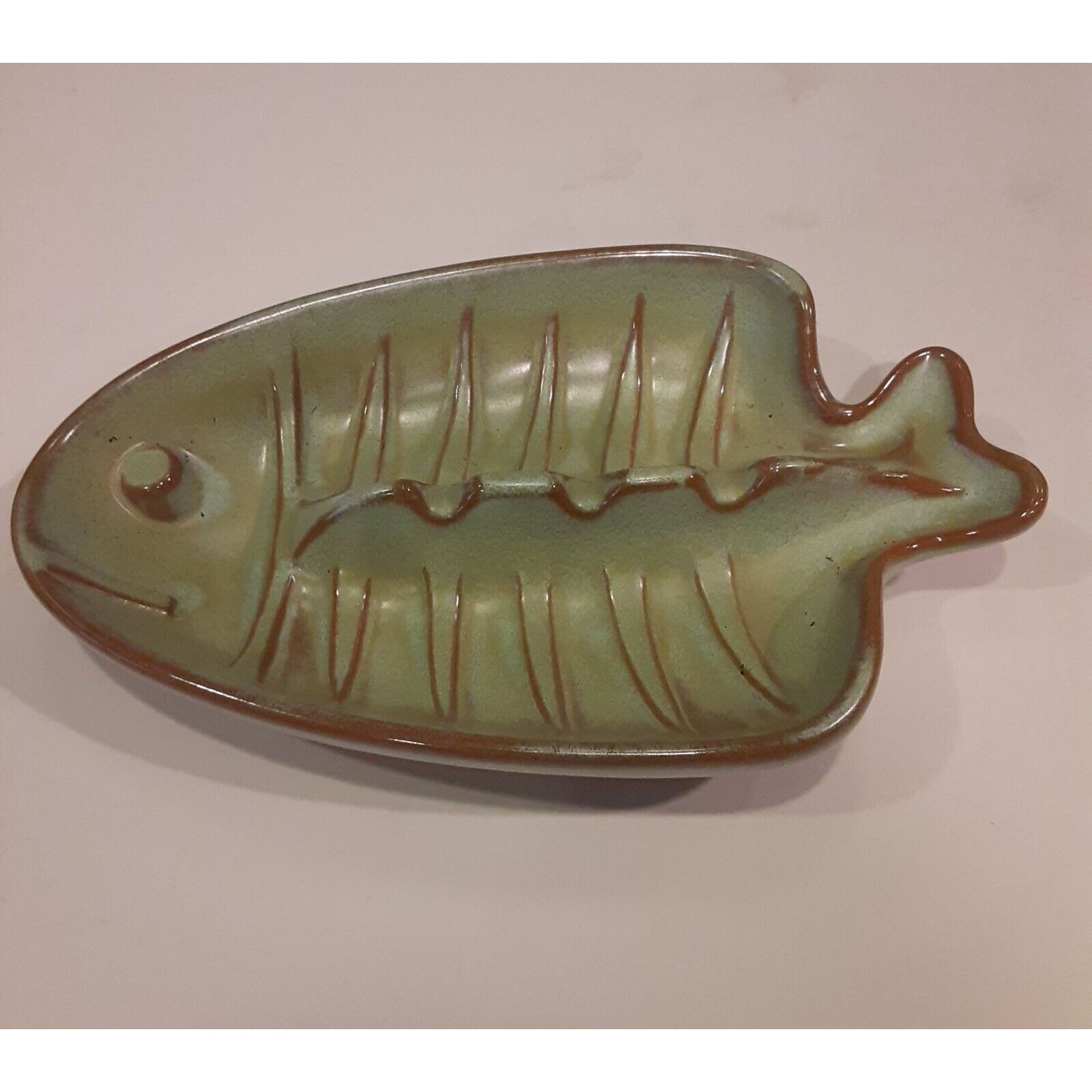 Vintage Frankoma Pottery #T8 Fish Bone Ashtray Masculine