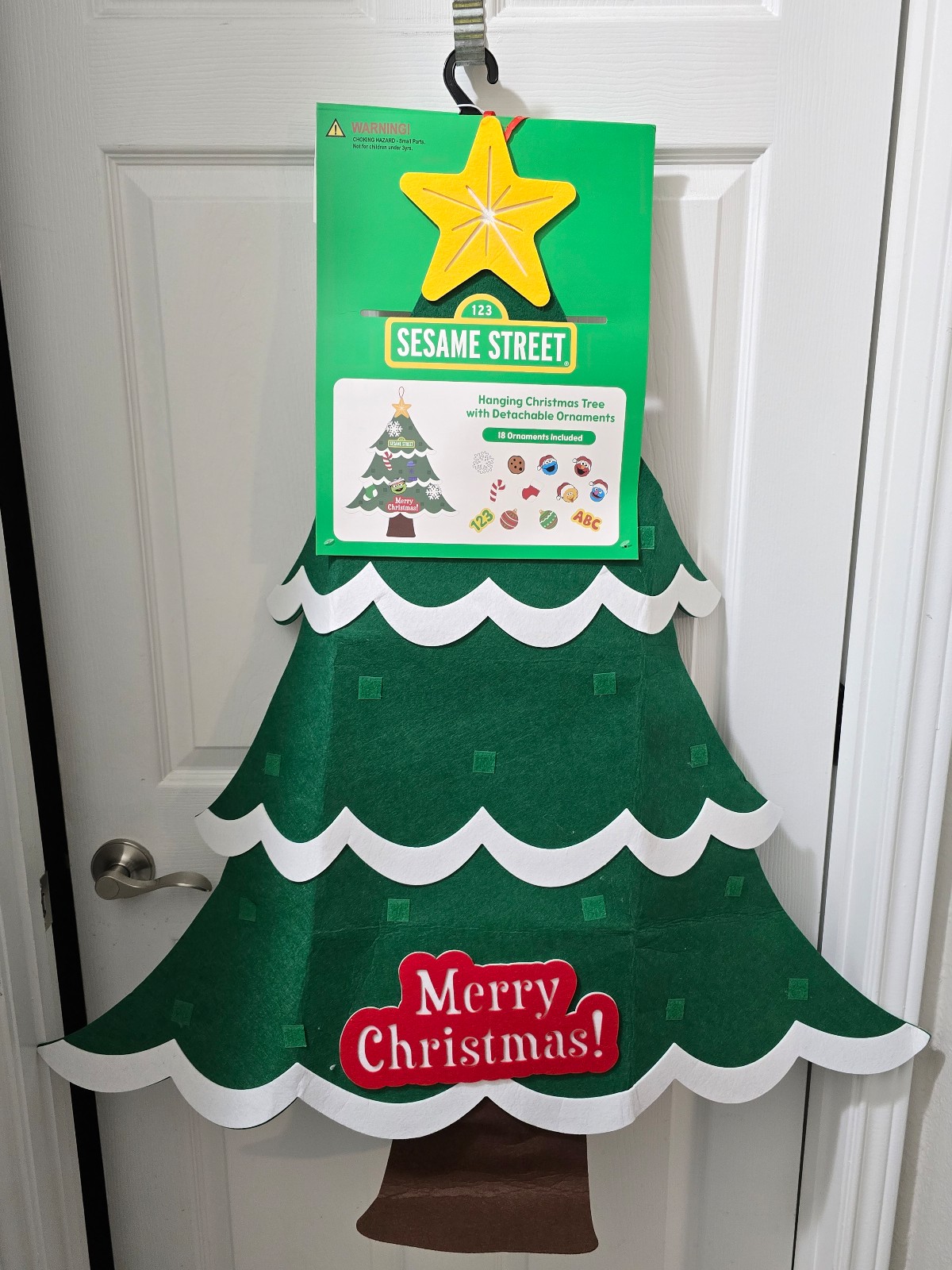 Sesame Street Felt & Velcro Hanging Christmas Tree with Ornaments Decor