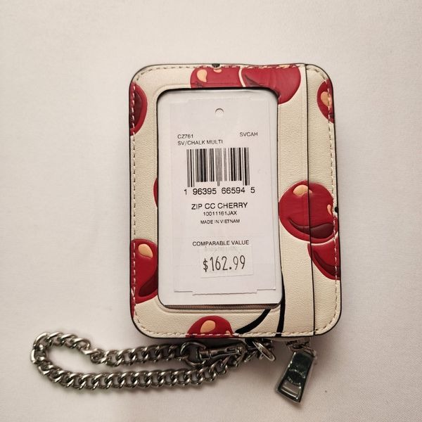 折りたたみ財布 COACH Zip Card Case With Cherry Print  CZ761 NWT Coach Zip Card Case With Cherry Print CZ761 🍒 | eBay