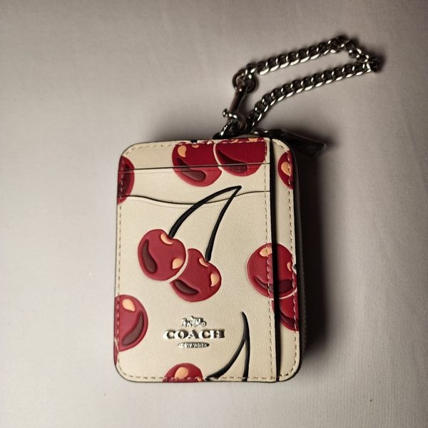 折りたたみ財布 COACH Zip Card Case With Cherry Print  CZ761 NWT Coach Zip Card Case With Cherry Print CZ761 🍒 | eBay