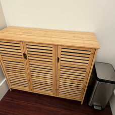 NEW Kitchen Cupboard with 3 Louvered Doors Natural Bamboo