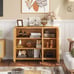 NEW Kitchen Cupboard with 3 Louvered Doors Natural Bamboo