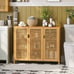 NEW Kitchen Cupboard with 3 Louvered Doors Natural Bamboo