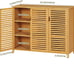 NEW Kitchen Cupboard with 3 Louvered Doors Natural Bamboo