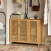 NEW Kitchen Cupboard with 3 Louvered Doors Natural Bamboo