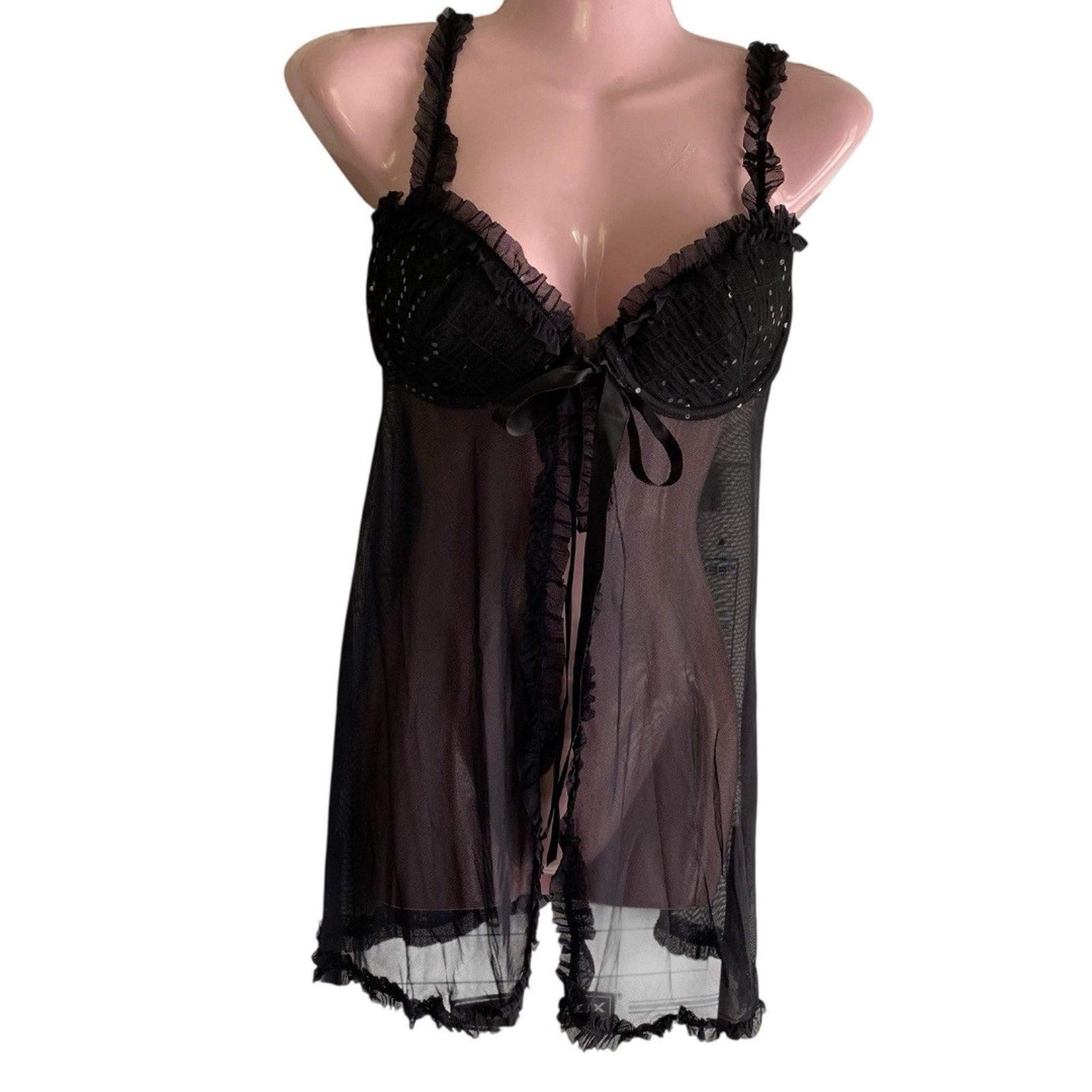 Victoria’s Secret Chemise Women's  36 C Black Sheer Nightgown Babydoll