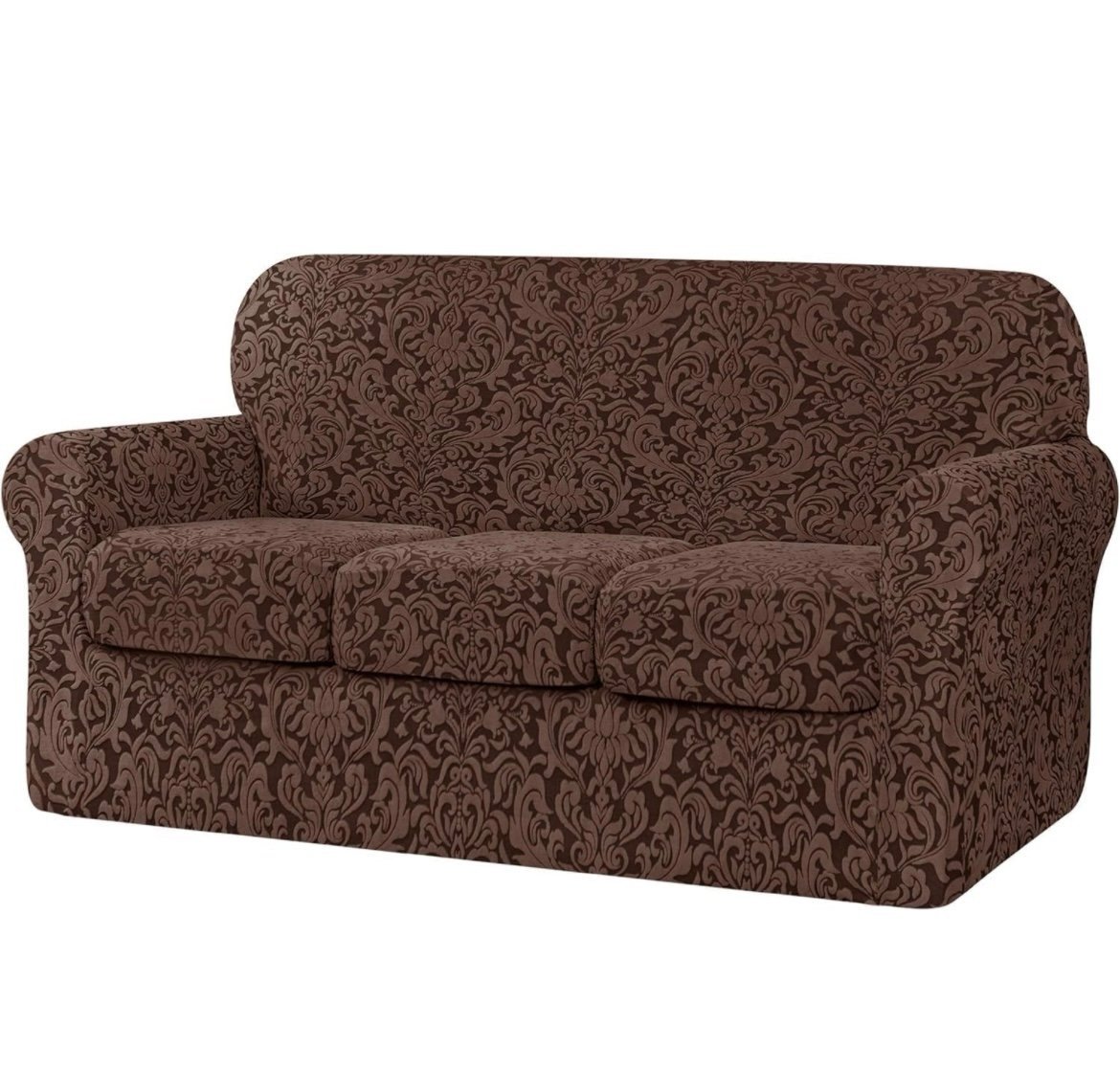 Subrtex Large 4 PC Jacquard Sofa Slipcover for Soft Couch & Seat Brown