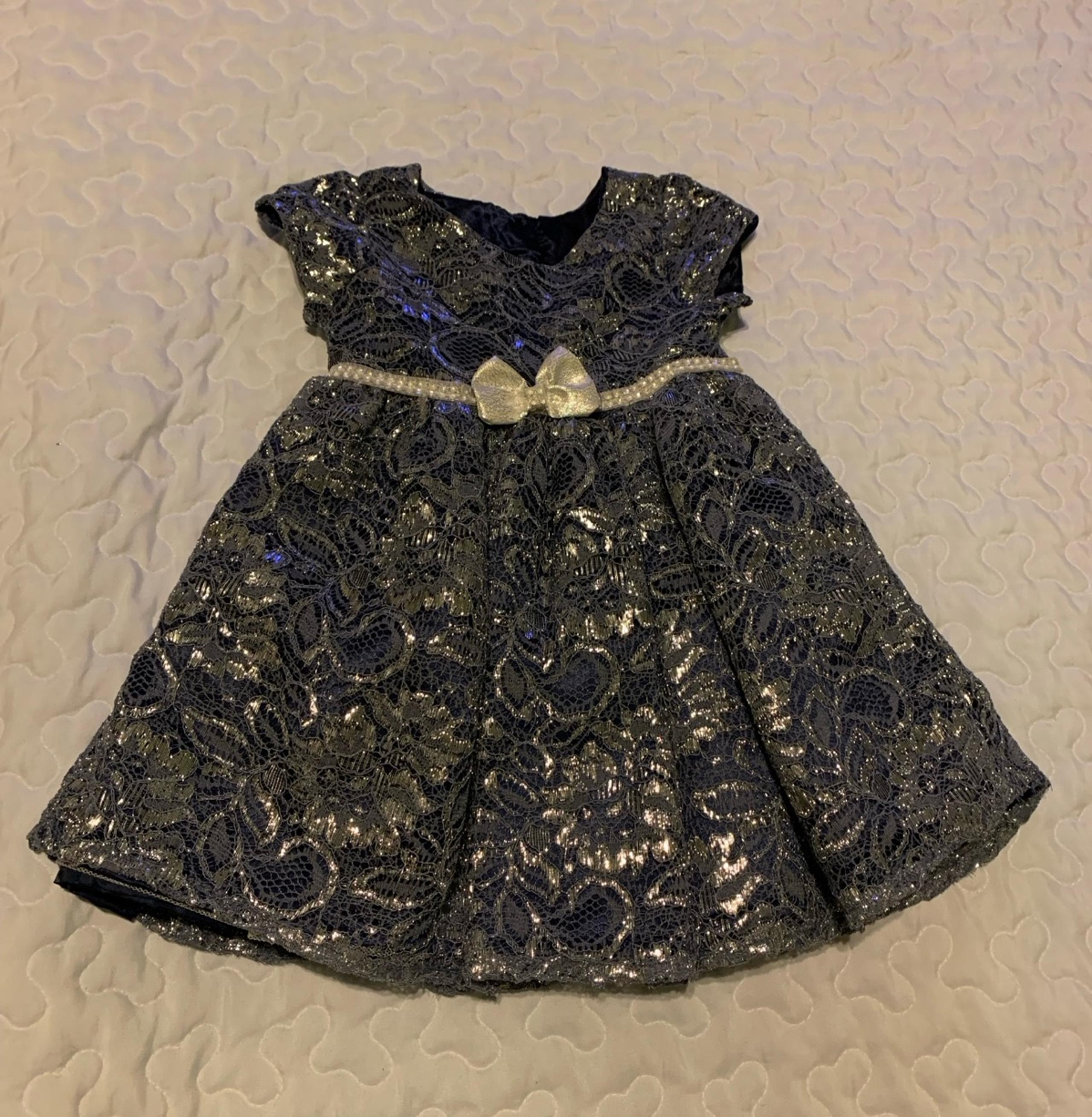 Nannette Baby silver/blue sparkling dress 12 months