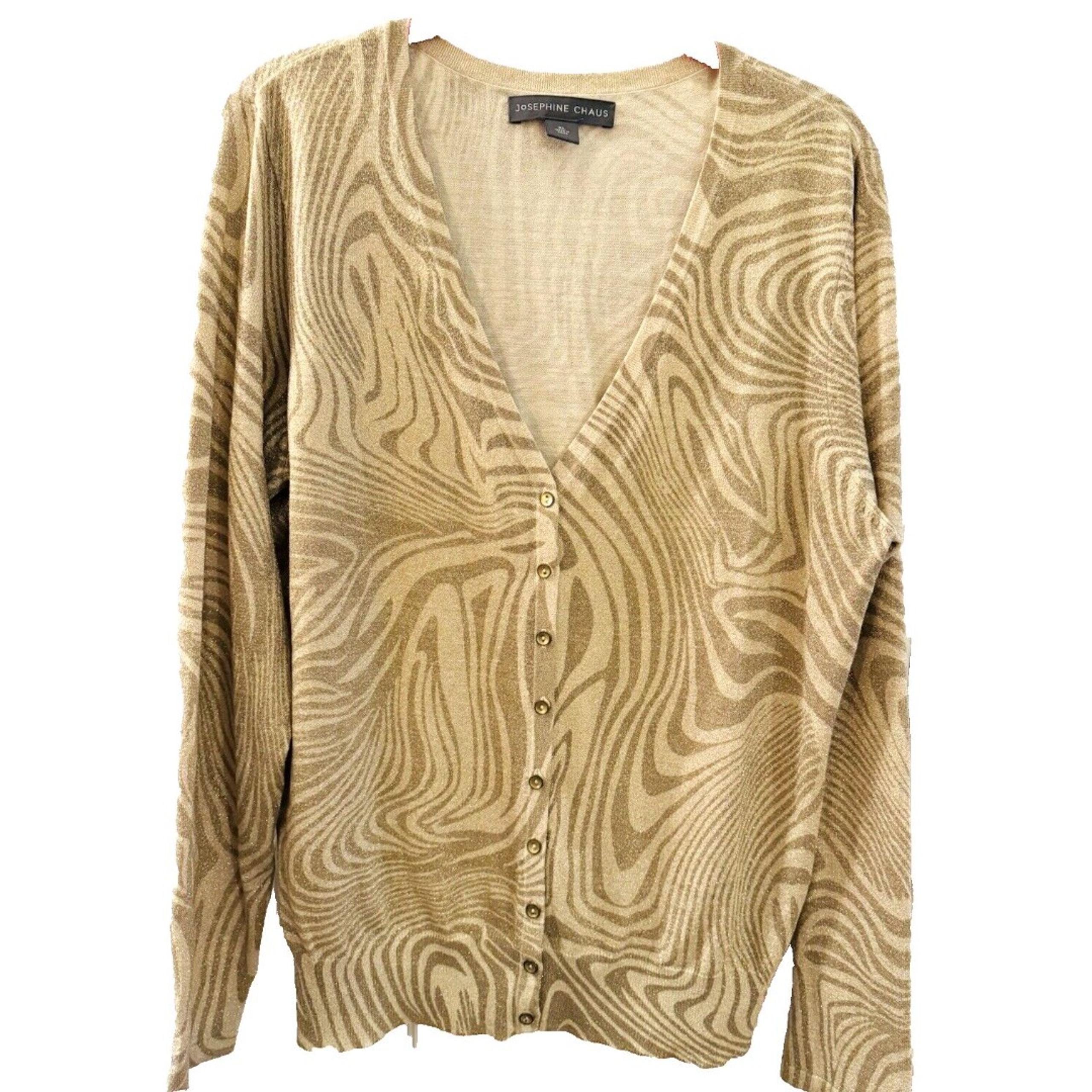 Josephine Chaus Women's Gold Sweater Cardigan Sz. XL Sparkly Holiday Button Up