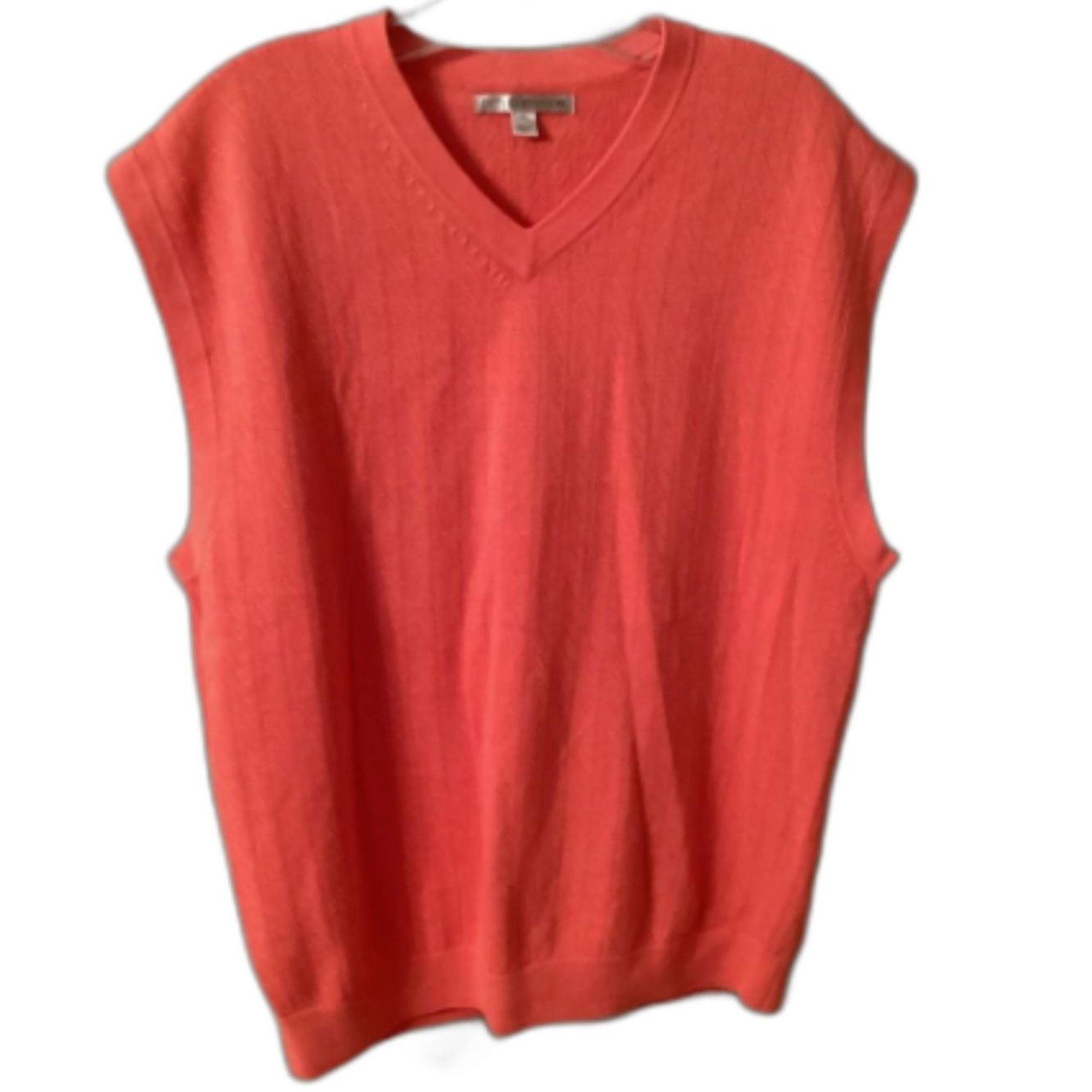 CUTTER & BUCK MEN'S LARGE CORAL ORANGE LIGHTWEIGHT COTTON SWEATER VEST