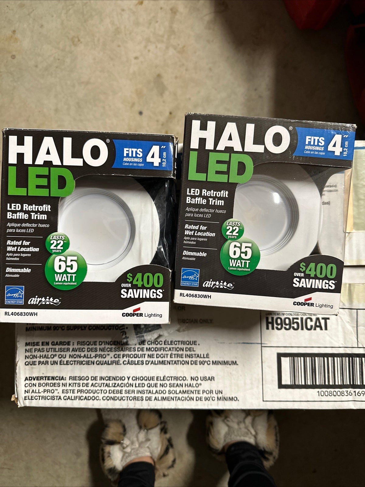 Halo Air-Tite 4 In Plus 4 Halo Bulb IC Rated LED Recessed Light Fixture Lot of 4