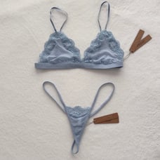 Skims Bridal Mesh triangle and micro thong set - Glacier