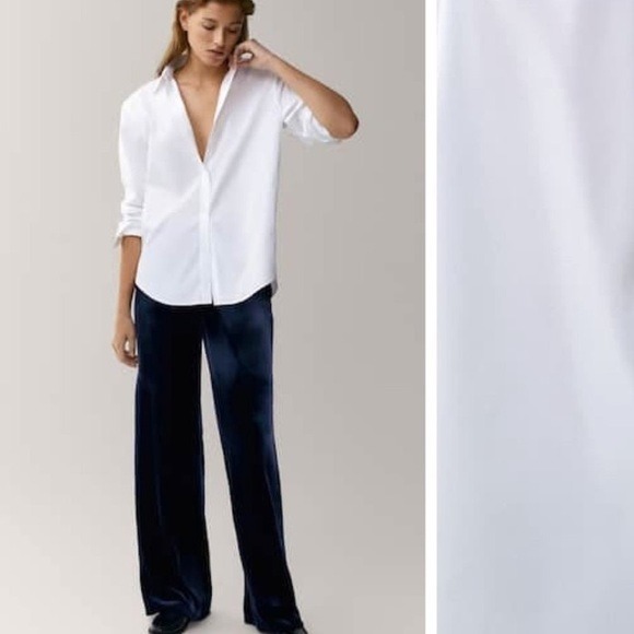 NWT. Massimo Dutti White Poplin 100% Cotton Shirt. Size 10.