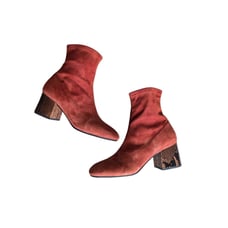 Marni boots size US 10 / IT 40 AW 2019 suede block heel side zip Brick Tobacco