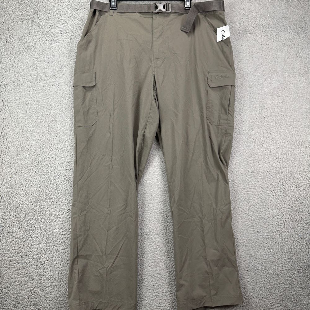Cabelas Cargo Pants Men 40X32 Grey Classic Fit Hiking Fishing Outdoor Belted NEW