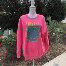 Nirvana Vintage Jerzees Smily Face Pink Sweatshirt XL
