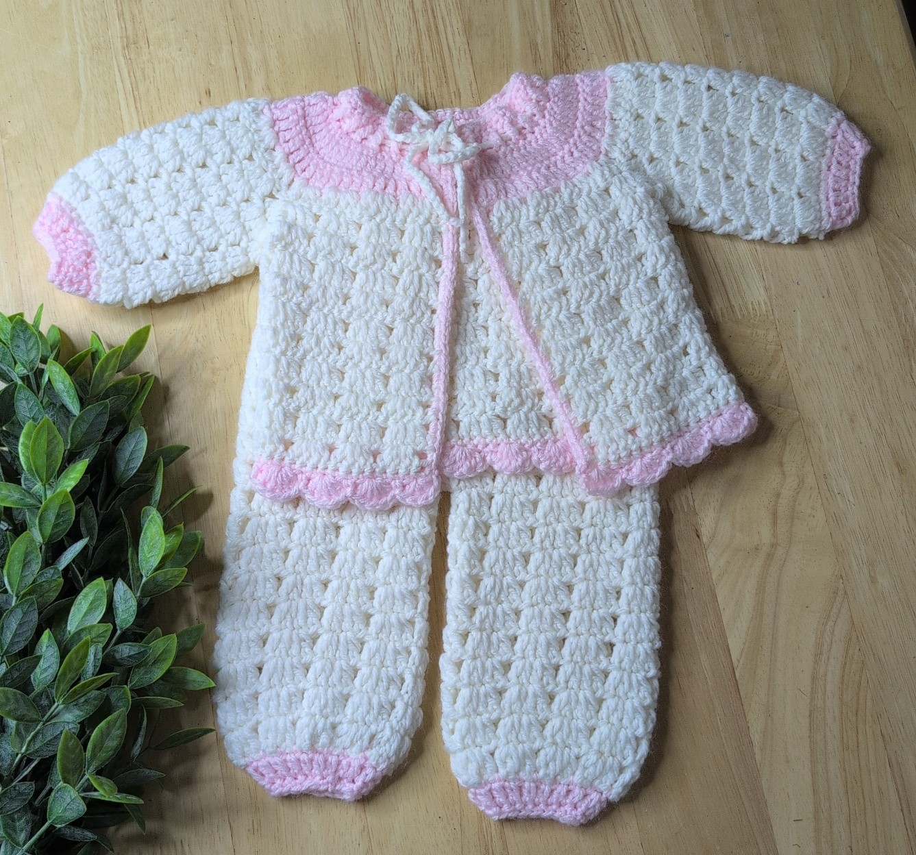 Hand Crochet Baby Cardigan and Pants