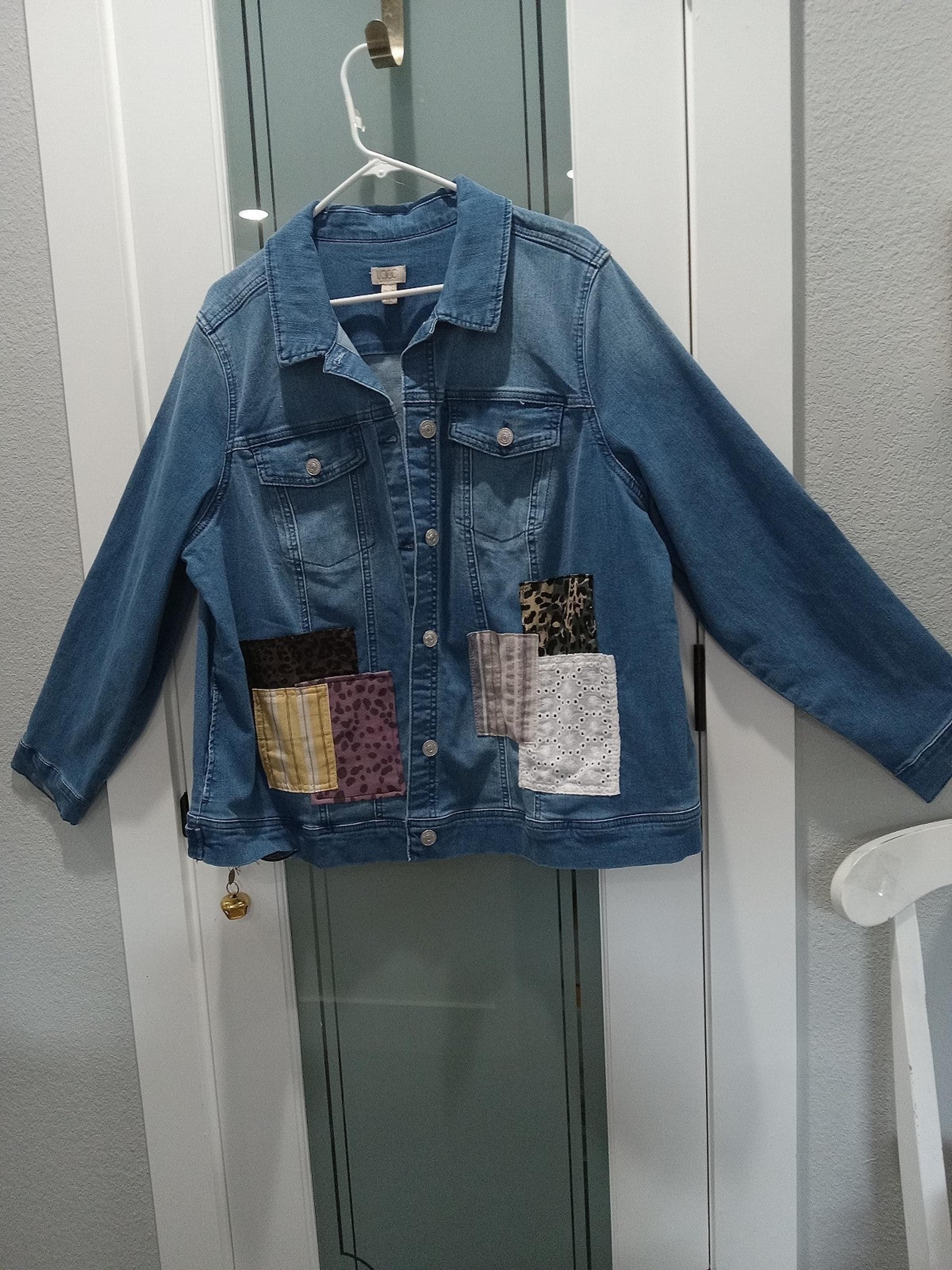 Logo by Lori Goldstein on QVC Jean jacket w/ patchwork. NEW NEVER WORN