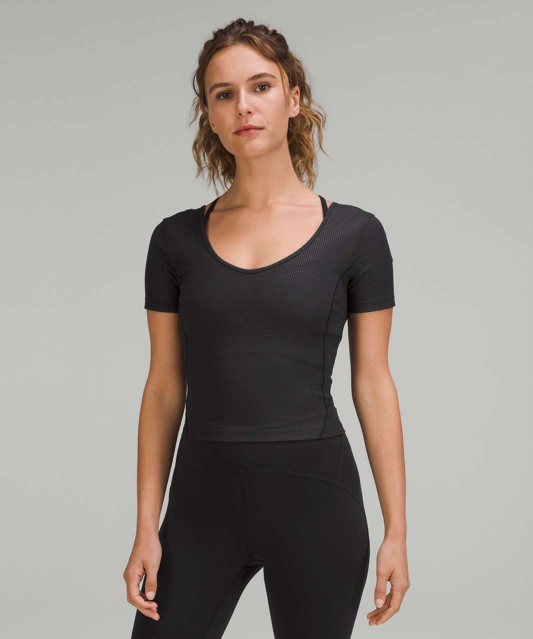 Lululemon Align Tee T-Shirt size 4 Polka Squat Emboss Black PSQB
