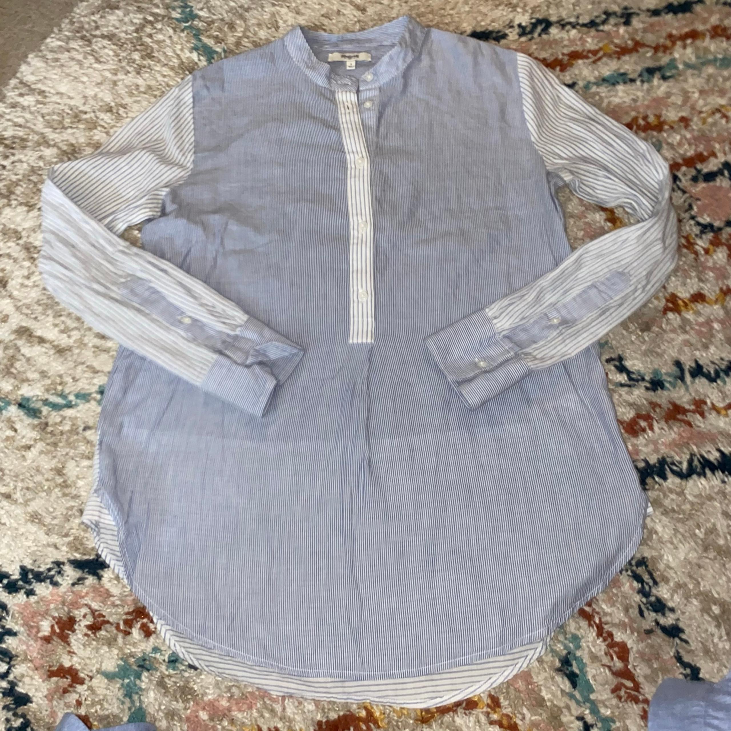 Madewell cotton Button up striped longsleeve