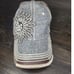 Olive & Pique Grey Cap Hat Rhinestone Crystal Flower Adjustable Distressed