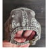 Olive & Pique Grey Cap Hat Rhinestone Crystal Flower Adjustable Distressed
