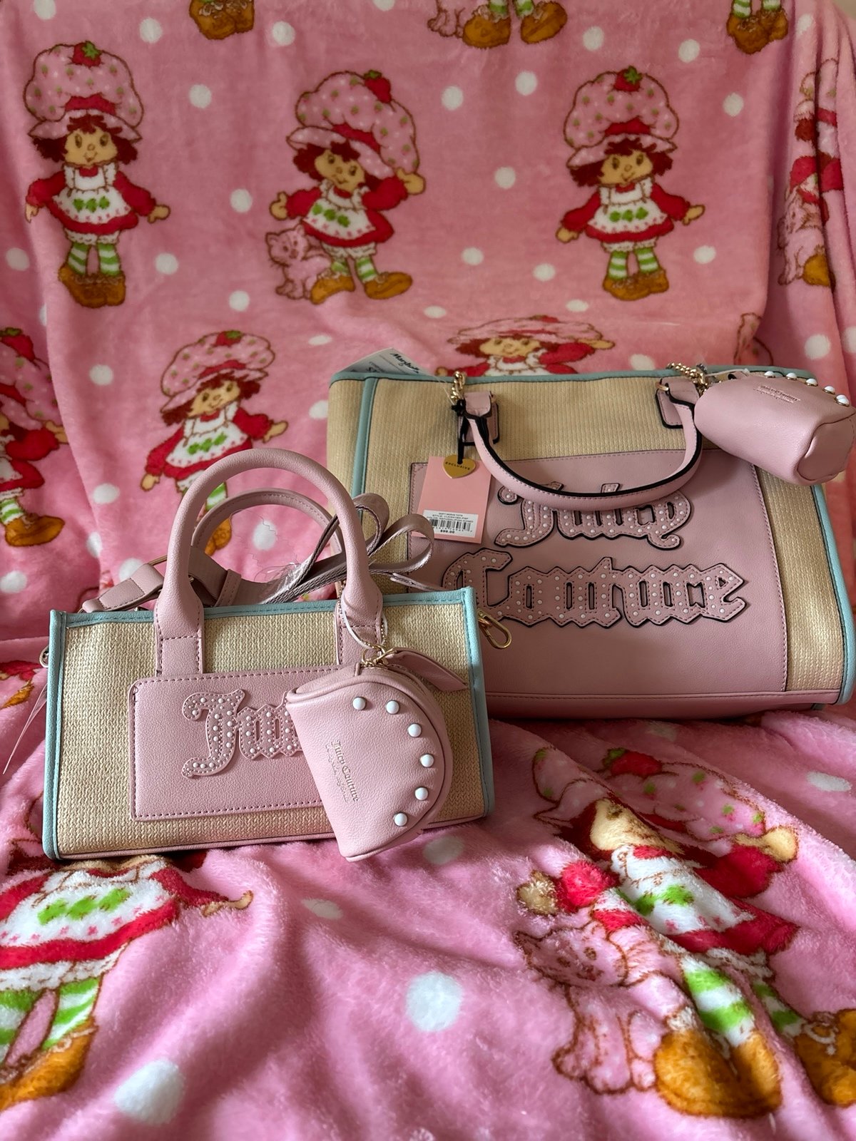 Juicy Couture Soft Serve Tote & Mini Tote - Natural/Pink Diamond (1 of each)