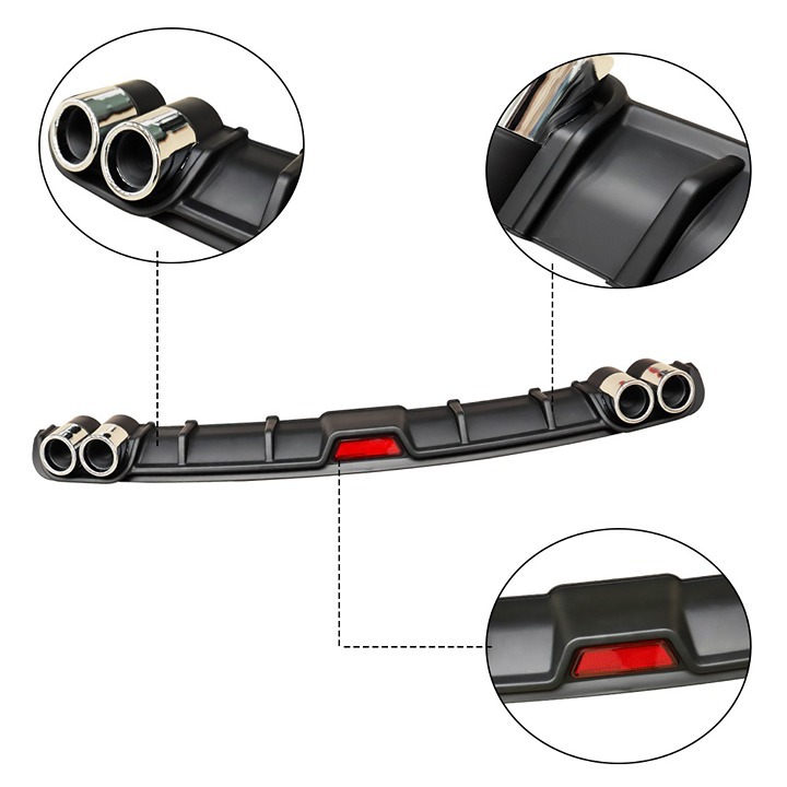 New Universal Black Rear Bumper Lip Diffuser Splitter Shark Fin Style Protector