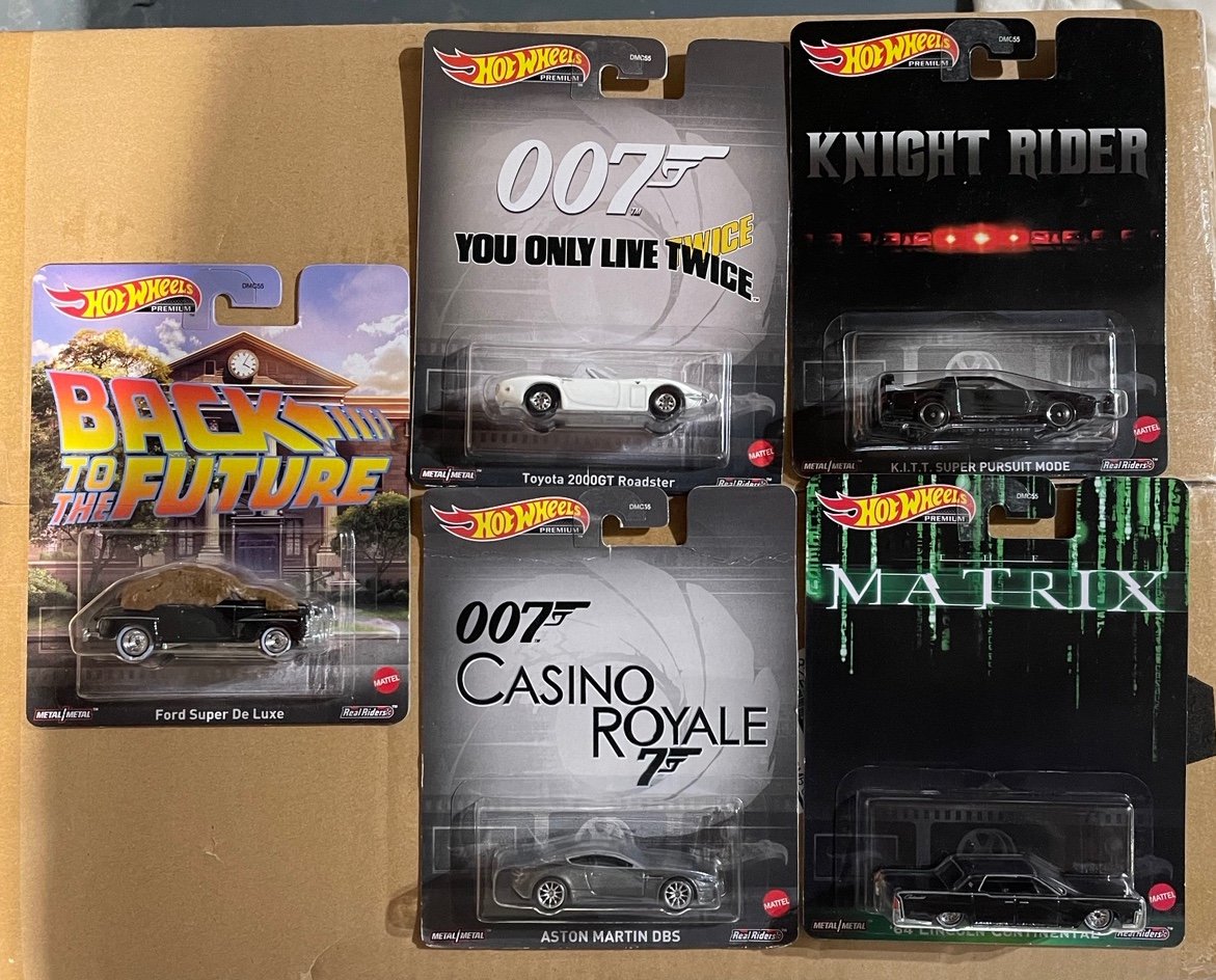Hot Wheels Premium Movie Cars- set of 5