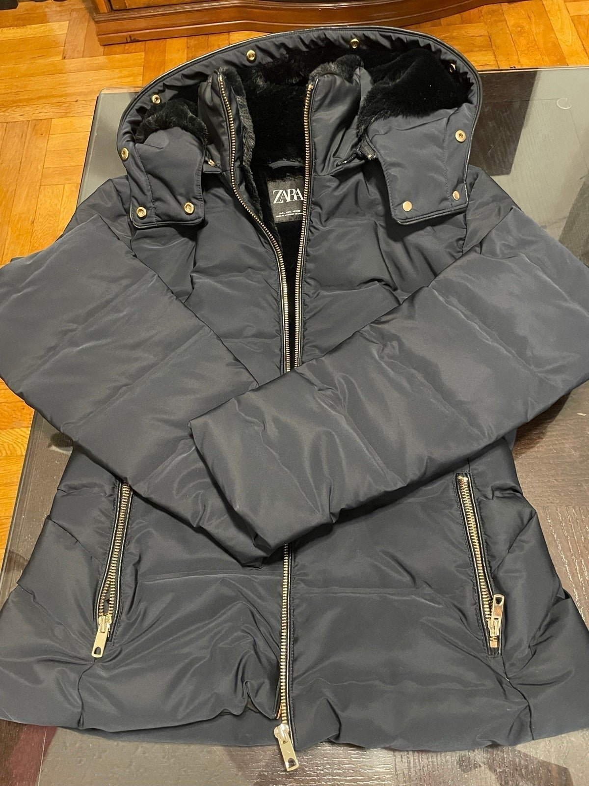 Zara Blue Puffer Jacket Size L