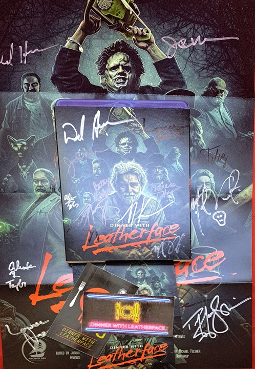 Signed Dinner with Leatherface Blu-ray & poster