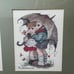M.I. Hummel Cross Stitch Needle Point Framed Art Rare Vintage Wall Hanging Decor