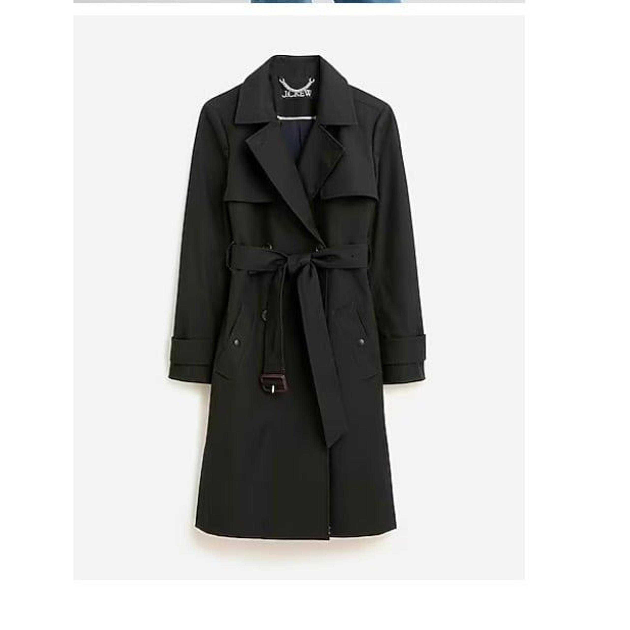 J.Crew Womens $348 Petite New Icon Trench Coat Black Size P12 BF458