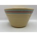 Vintage #9 WATT Yellow Ware USA Oven Ware Mixing Bowl Ribbed Pink Blue Striped