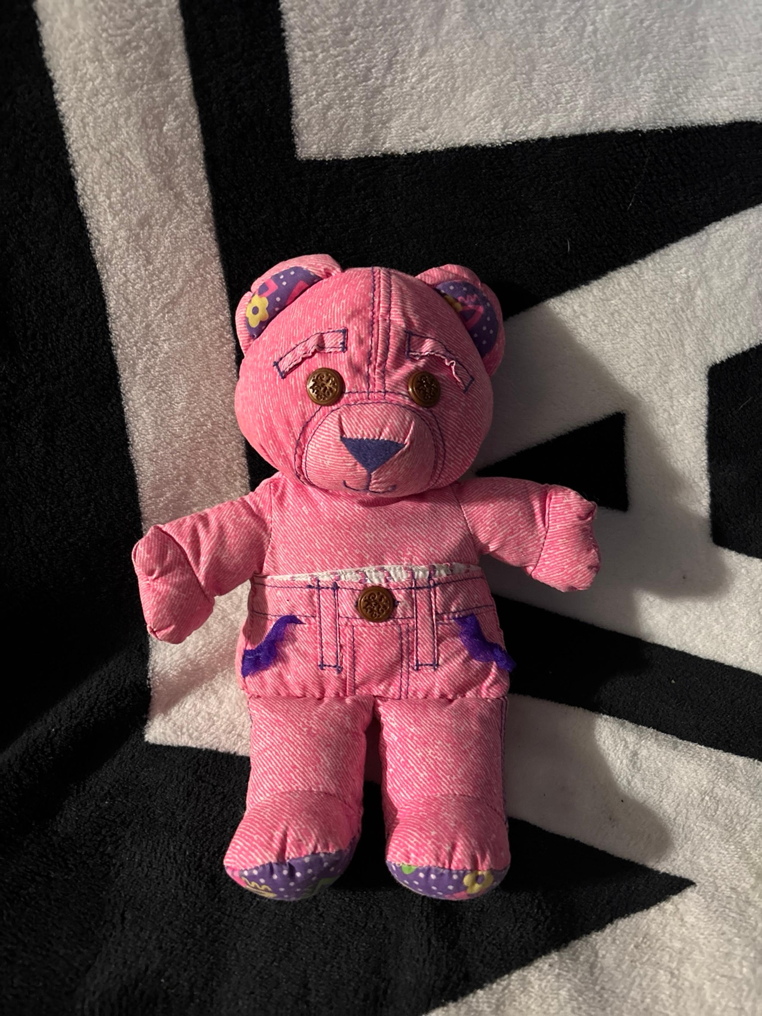 Vintage Doodle Pets Bear Tyco Stuffed Animals Plush Pink 90s Toy Soft Colorful