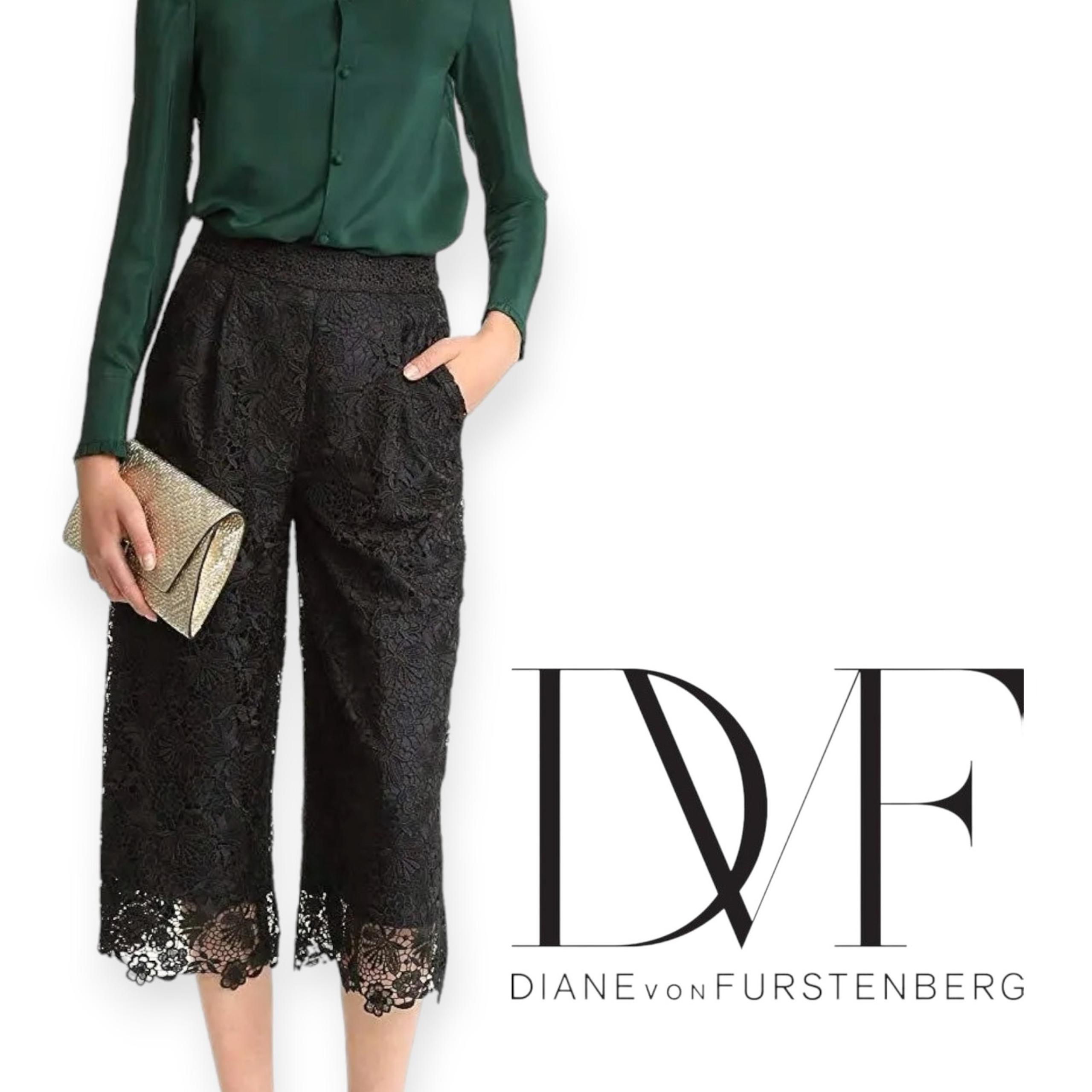 Diane von Furstenberg | Size 2 | DVF Holly Lace Wide Leg Cropped Pants in Black
